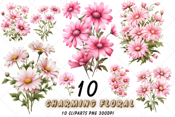 Download Charming Pink Daisy Chains Clipart - Charming Collection