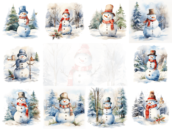 Download Charming Watercolor Snowman Clipart - Premium Resources