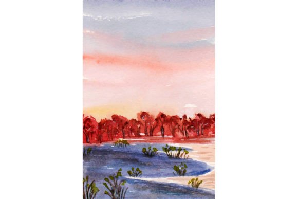 Download Aesthetic Sunset Landscape Painting - Sunset Collection